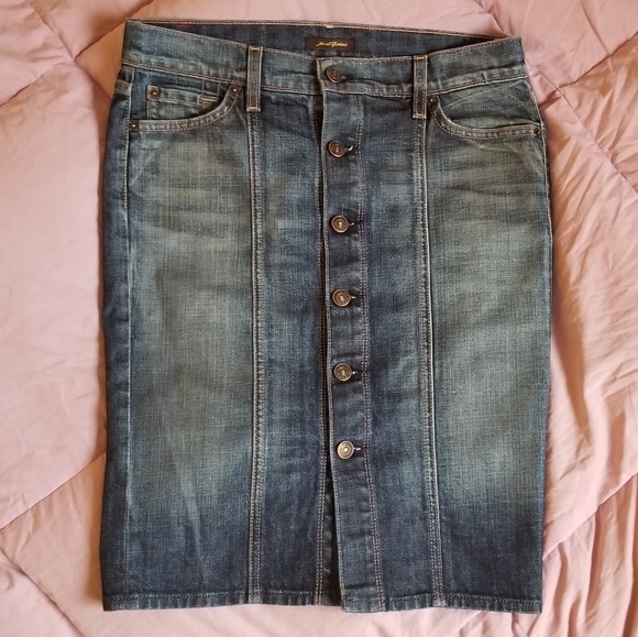 7 For All Mankind Dresses & Skirts - 7 For All Mankind Button Front Jean Skirt